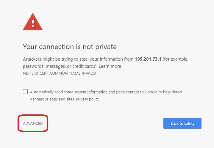 Your connection is not private